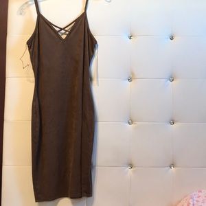 Brown velvet material dress